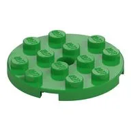 Plate Round 4 x 4 with Pin Hole / Bright Green