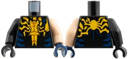 Torso Wolverine Yellow Shirt with Reddish Brown Muscle Contours, Dark Blue Side Panels, Black Symbiote Covering, Spider Shape Relief Pattern / Light Nougat Arm Left / Black Arm Right / Dark Blue Hand Left / Black Hand Right
