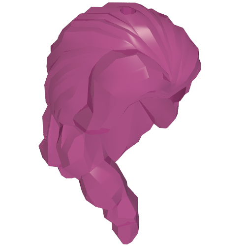 Lego Hair Long with Parted Bangs, Lock over Right Shoulder [PLAIN] / Magenta