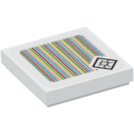 Lego Tile 2 x 2 with Shy Boo and Barcode Print (Sticker) / White