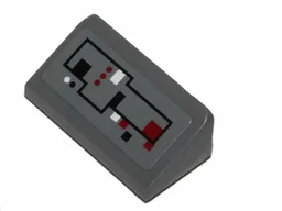 Slope 30 1 x 2 x 2/3 with Control Panel with Black, Red and White Circuitry with Lines, Dots and Squares Pattern 2 (Sticker) - Undetermined Pattern