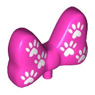 Lego Headwear Accessory Bow Large with Small Pin with White Pawprints print / Dark Pink