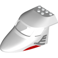 Lego Aircraft Fuselage Curved Forward 6 x 10 Top with Metallic Silver/ Red print / White