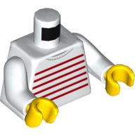 Lego Torso Sweater with Thin Red Horizontal Stripes Print, White Arms, Yellow Hands / White