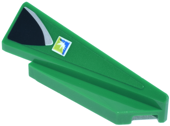 Lego Wedge 5 x 1 x 1 1/3 with 4 x 1 Base Right with Black and Silver Tinted Window and Square Aramco Logo Pattern (Sticker) - Set 76925