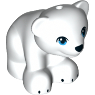 Lego Animal, Bear, Small with Hole in Top - Black Nose and Claws - Dark Azure Eyes Print