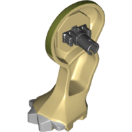 Lego Animal Body Part, Dinosaur, Triceratops Leg, Right, Front, with Pin, Light Bluish Gray Nails and Reddish Brown and Olive Green Print
