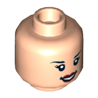 Lego Minifig Head Wonder Woman / GCPD Officer, Dual Sided, Eyebrows, Red Lips, Smile / Raised Eyebrows and Scowl Print [Hollow Stud] / Light Nougat