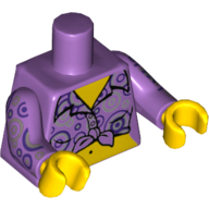 Lego Torso Shirt Tied at Waist with Purple and Silver Circles Print, Medium Lavender Arms with Purple and Silver Circles Print, Yellow Hands / Medium Lavender