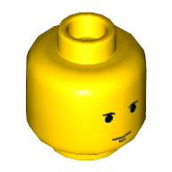Lego Minifig Head Luke Skywalker, Small Black Eyebrows and Chin Dimple Print / Yellow