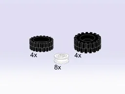 8 Tires / Tyres (4x24, 4x 30 mm) w/hubs
