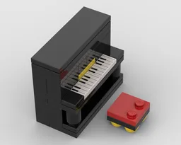 Upright piano with chair