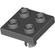 Lego Plate Special 2 x 2 with Pin on Bottom, Small Holes in Plate and Rotational Locking Fingers on Underside / Dark Gray