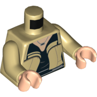 Lego Torso Jacket, Black Shirt, Necklace with Pendant Print, Tan Arms, Light Nougat Hands / Tan