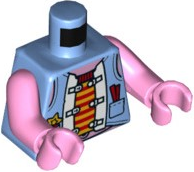 Lego Torso Vest, Red and Yellow Undershirt, Pocket, Star and Pig on Back Pattern (Pigsy) / Bright Pink Arms / Bright Pink Hands