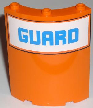 Lego Cylinder Quarter 4 x 4 x 6 with Blue 'GUARD' Pattern (Sticker) - Set 7739