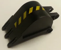 Technic Digger Bucket 4 x 4 x 9 with 3 Teeth and Black and Yellow Danger Stripes Pattern Model Left Side (Sticker) - Set 7707