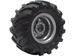 Wheel 30.4mm D. x 20mm with No Pin Holes and Reinforced Rim with Black Tire 56 x 26 Tractor (56145 / 70695) / Flat Silver
