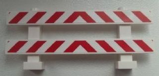 Lego Fence 1 x 8 x 2 2/3 with Red and White Danger Stripes (Small Red Corners) Pattern (Stickers) - Set 60026