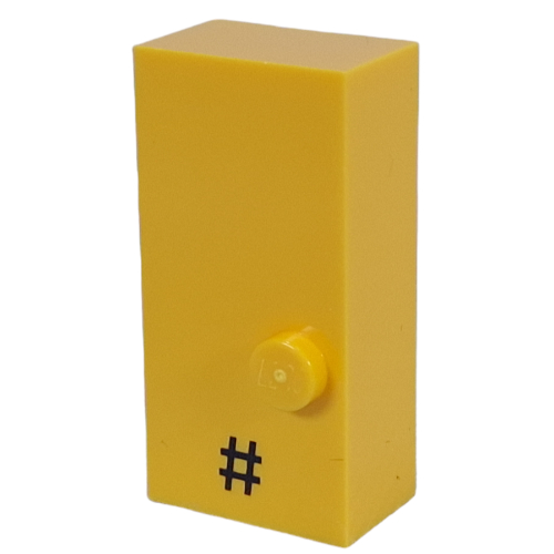 Lego Braille Brick 2 x 4 with 1 Stud ⠠ and '#' Print / Yellow