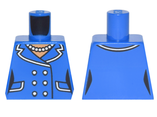 Lego Torso Batman Female Outline Suit with Lapels, Pockets, Buttons and Pearl Necklace Pattern