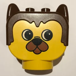 Duplo Animal Head with Brown Hair, Barnaby Bear with Small Nose Print / Yellow