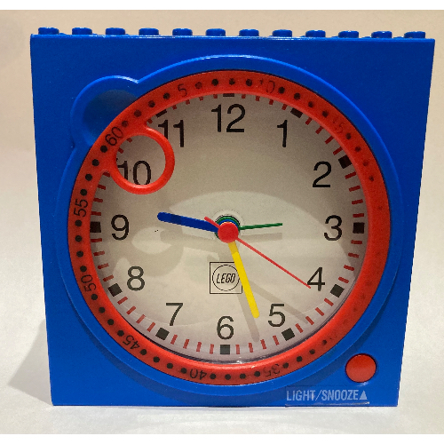 Lego Clock Unit Plain, Black Number, Red Circle, Blue Housing / Blue
