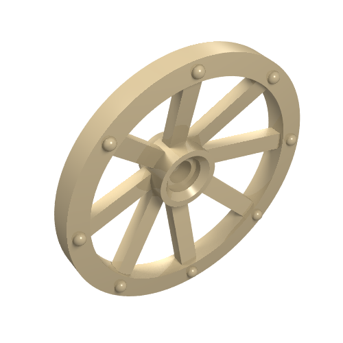 Lego Wheel Wagon Large (33mm D.), Round Hole For Wheel Holder Pin / Tan