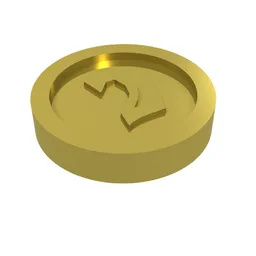 Money / Coin with "2" Gothic Type / Chrome Gold