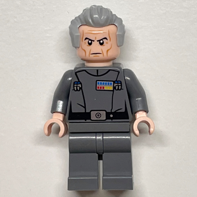 Lego Grand Moff Wilhuff Tarkin, Dark Bluish Gray, Ruffled Hair