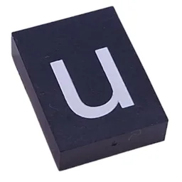 Modulex Tile 3 x 4 with White 'u' Print, without Internal Supports / Modulex Tile Blue