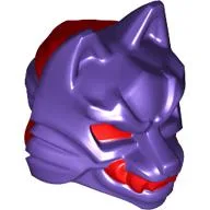 Wrap with Wolf Mask with Red Eyes, Teeth/Fangs Pattern / Dark Purple