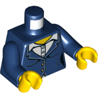 Lego Torso Jacket with White Shirt, Buttons Print, Dark Blue Arms, Yellow Hands / Dark Blue
