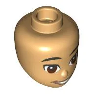 Minidoll Head, Black Eyebrows, Reddish Brown Eyes, Open Mouth, Dark Tan Lips / Warm Tan
