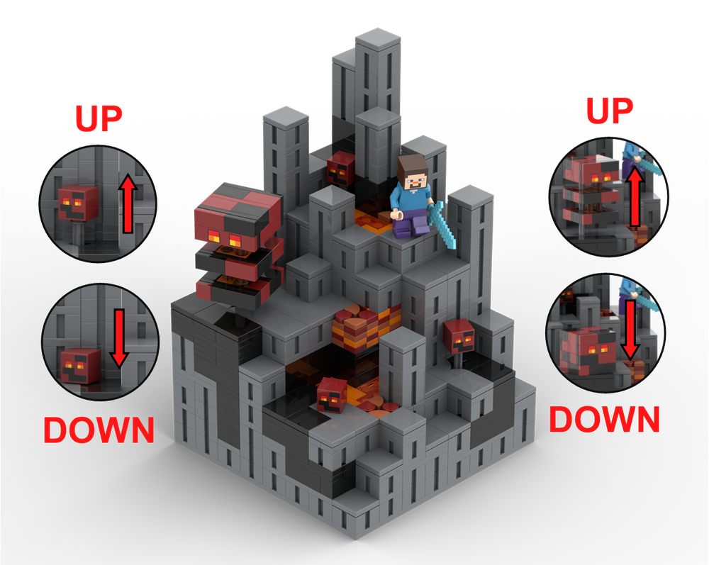 Lego Nether Scene – Basalt Deltas with Jumping Magma Cubes (kinetic)