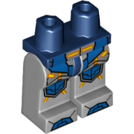 Lego Hips and Light Bluish Gray Legs with Blue Armor and Orange and Yellow Circuitry, Blue Hexagonal Knee Pads and Blue Boots Print / Dark Blue