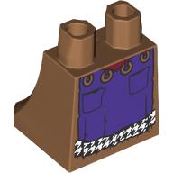 Lego Hips and Legs Under Dress/Robe with Dark Purple Apron, White Fur, Rings print / Medium Nougat