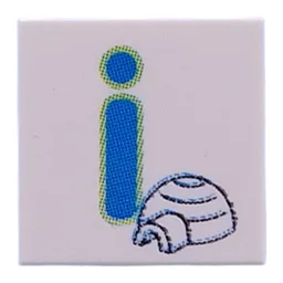 Tile 2 x 2 with Blue 'I', Igloo Print / White