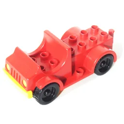 Duplo Car with 2 x 4 Studs Bed and Running Boards / Red