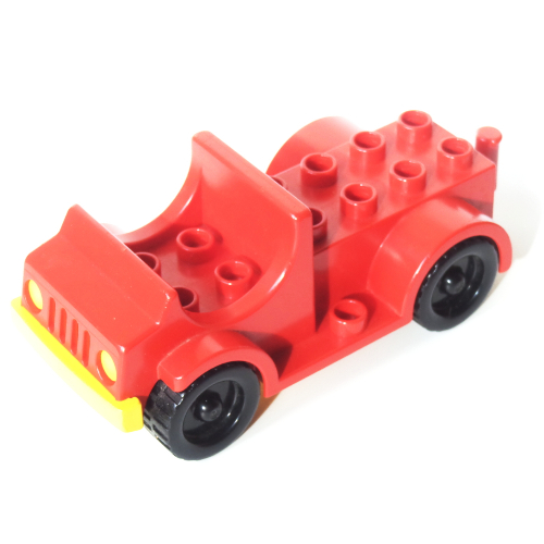 Lego Duplo Car with 2 x 4 Studs Bed and Running Boards / Red