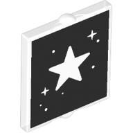Lego Glass for Window 1 x 2 x 2 Flat with Stars on Black Background print / Trans-Clear