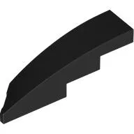 Brick Wedged, Curved 1 x 4 with Stud Notch Right / Black