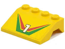 Vehicle, Mudguard 3 x 4 Slope with Number 1 and Red / Green Stripe Pattern (Sticker) - Set 6550
