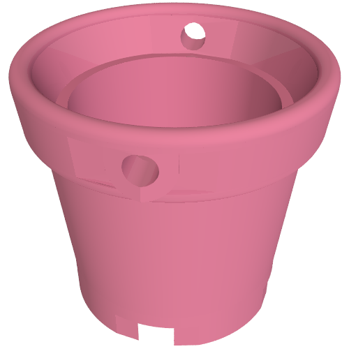 Lego Bucket with Handle Holes and 5 Bottom Holes - Center Bottom Stud Holder / Medium Dark Pink