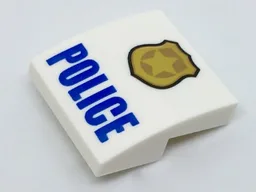 Slope, Curved 2 x 2 x 2/3 with Gold Badge and Blue 'POLICE' Pattern