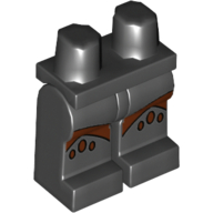Lego Hips and Black Legs with Reddish Brown Oval and Curved Markings Print / Black