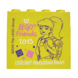 Brick 2 x 4 x 3 with 'LEGOLAND Deutschland Resort LEGO friends 2019' Print / Yellow