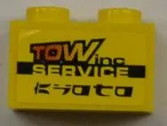 Brick 1 x 2 with 'TOW inc' and 'SERVICE' and 'KYOTO' Pattern (Sticker) - Set 8186