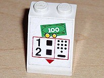 Lego Slope 65 2 x 2 x 2 without Bottom Tube with ATM Money Machine Pattern (Sticker) - Set 6562
