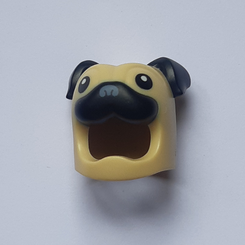 Lego Costume / Mask, Dog, Pug Print / Tan
